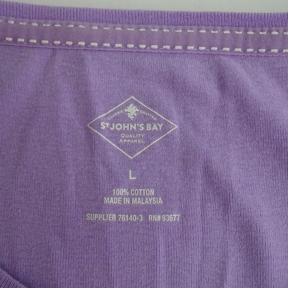 Lot of 2 St Johns Bay Basic Cotton T-Shirt Women Size L Lavender And Coral - Picture 6 of 11